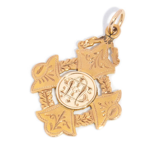 Freda Edwardian Medallion Award Pendant 9K Yellow Gold