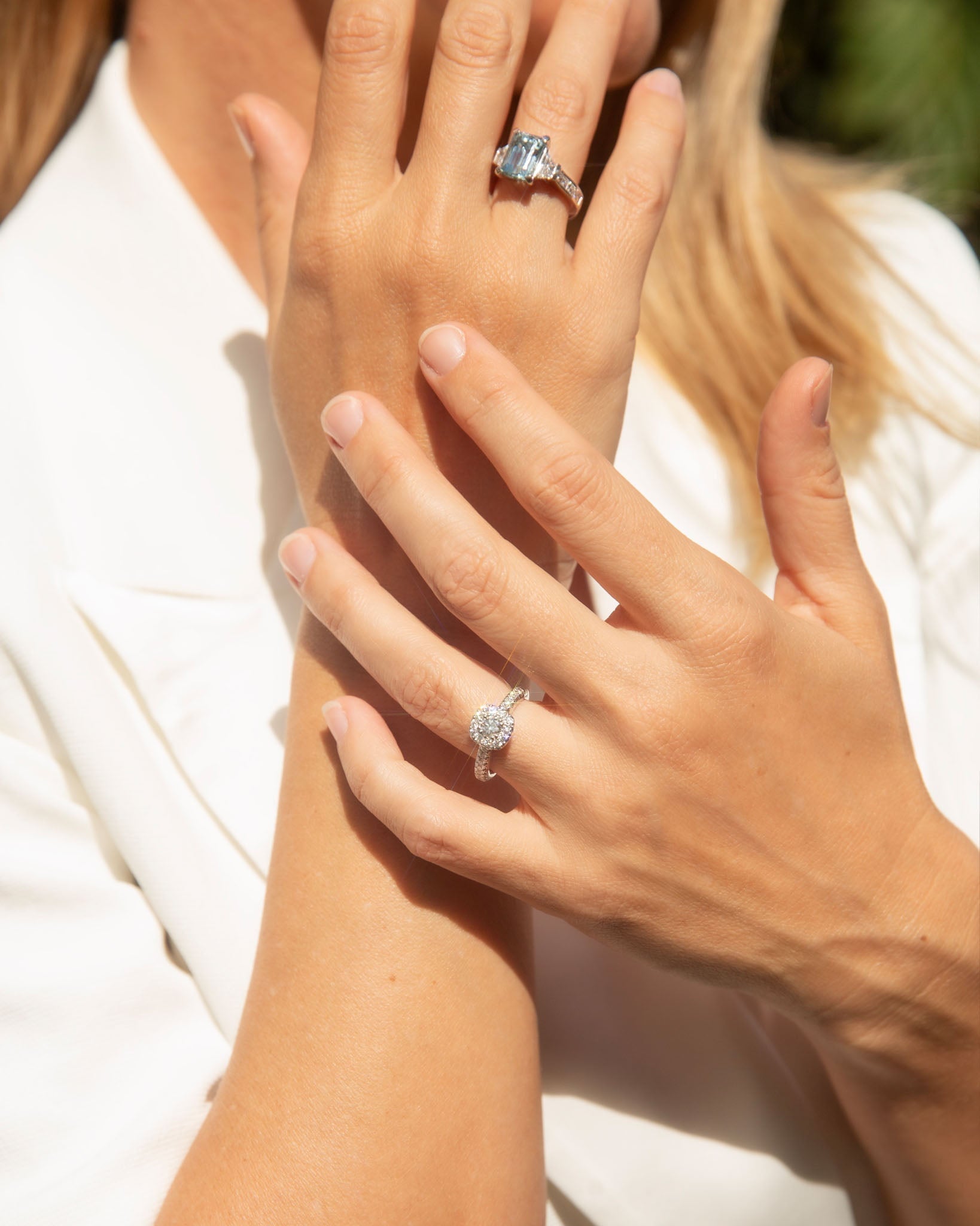 Freda Certified Cushion Cut Diamond Halo Ring 18K White Gold Rings Anthology Jewellers 