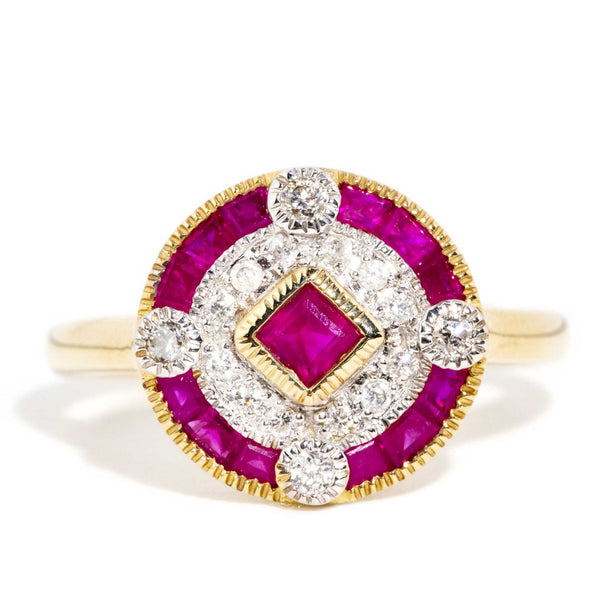 Harriet Ruby & Diamond Cluster 9ct Gold Ring* DRAFT Rings Imperial Jewellery Imperial Jewellery - Hamilton 