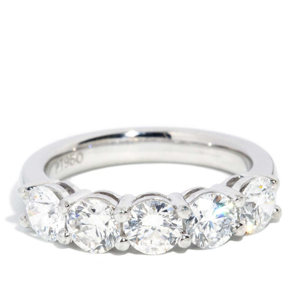 Contemporary Brilliant Round Diamond Five Stone Platinum Ring