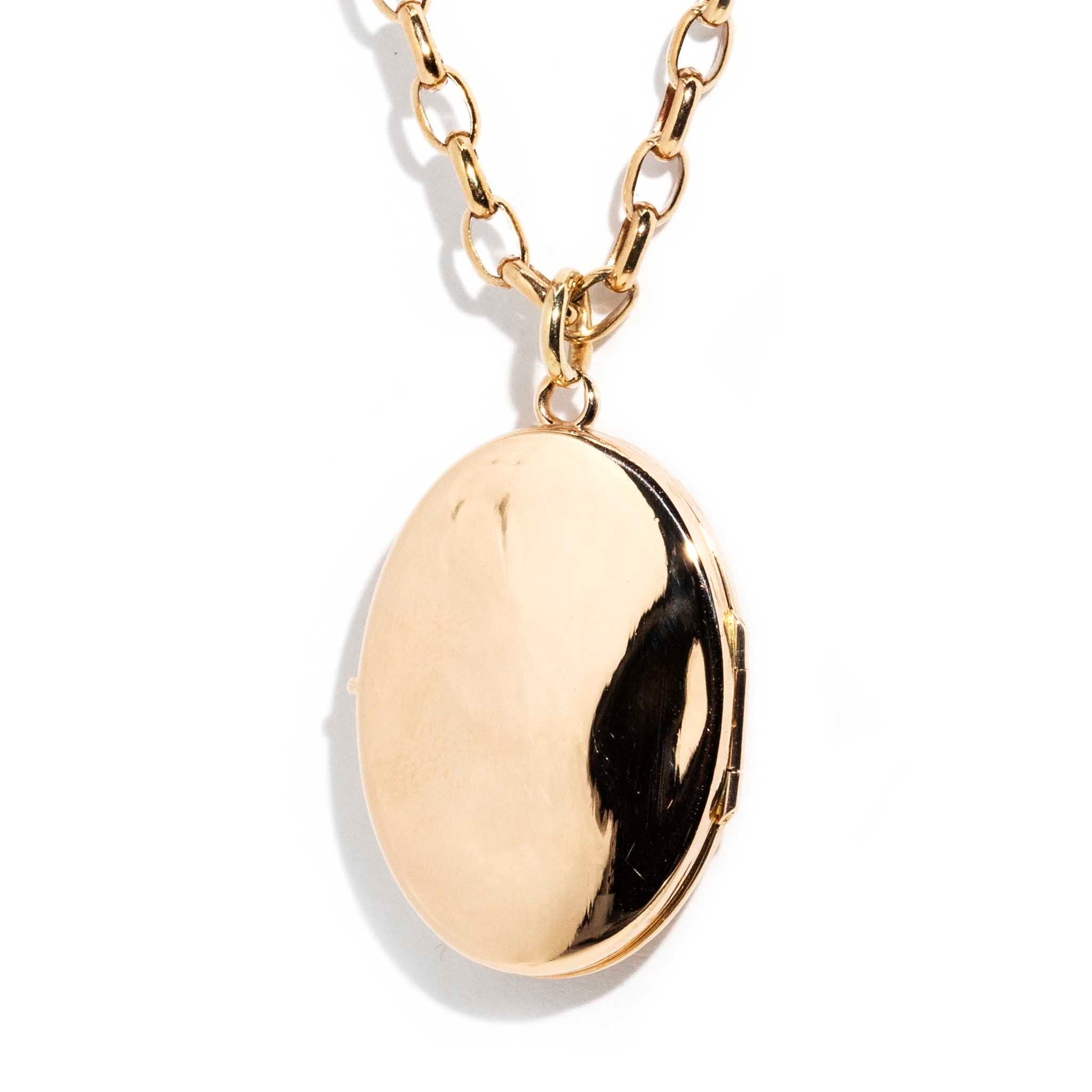 Haven Garnet Engraved Oval Locket 9K Yellow Gold Charms & Pendants Imperial Jewellery 