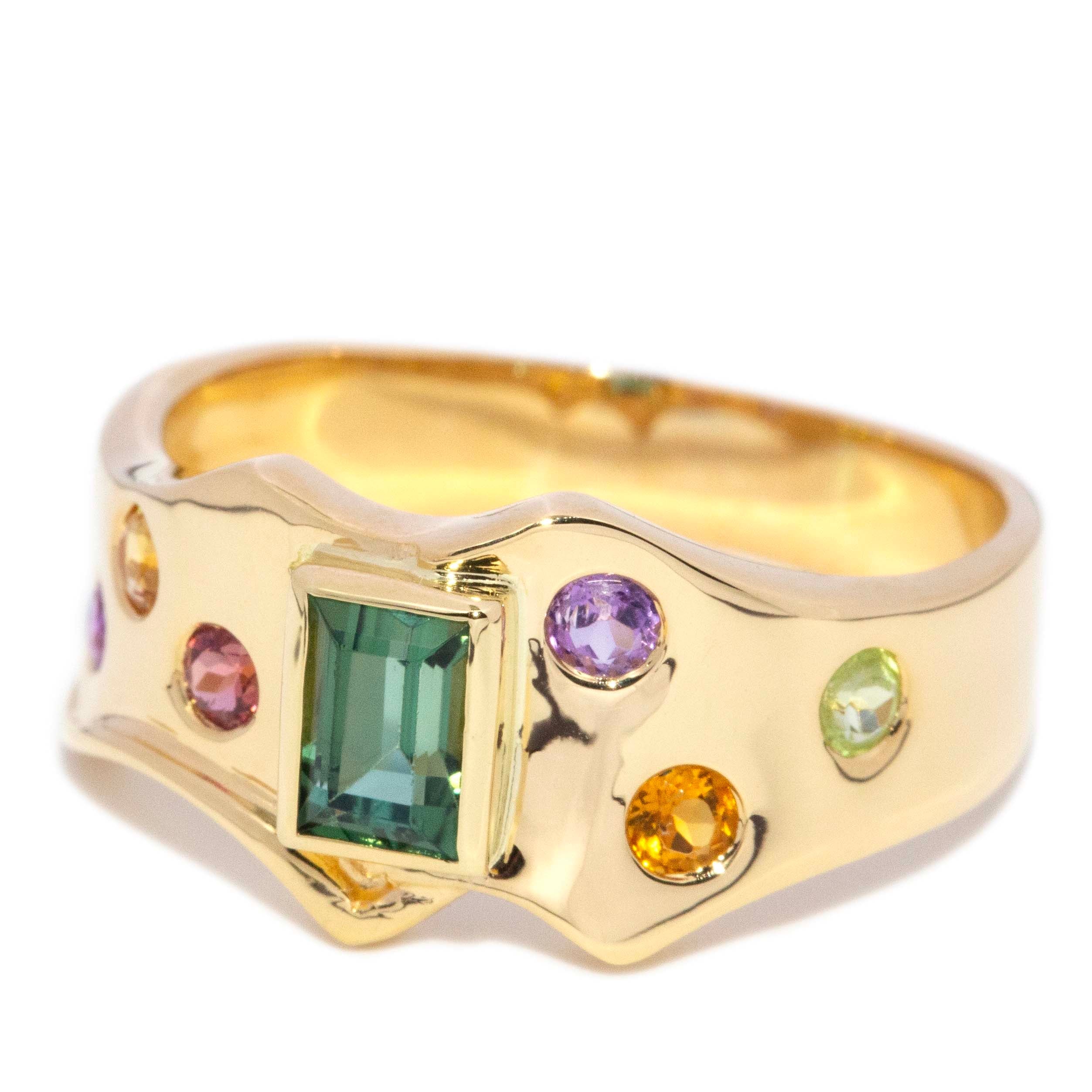 Hela Tourmaline & Candied Gemstone Band 18K Yellow Gold Rings Anthology Jewellers 