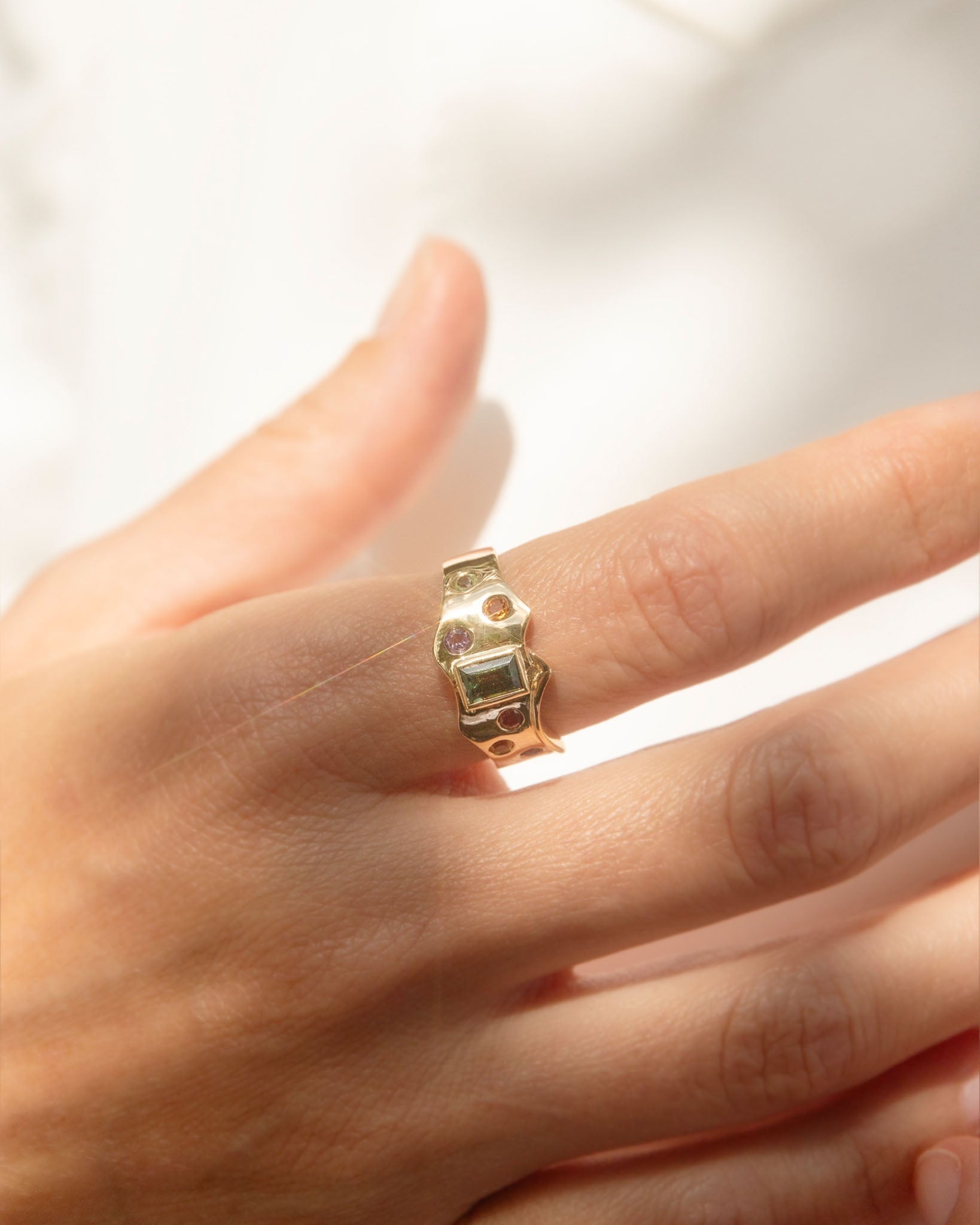 Hela Tourmaline & Candied Gemstone Band 18K Yellow Gold Rings Anthology Jewellers 