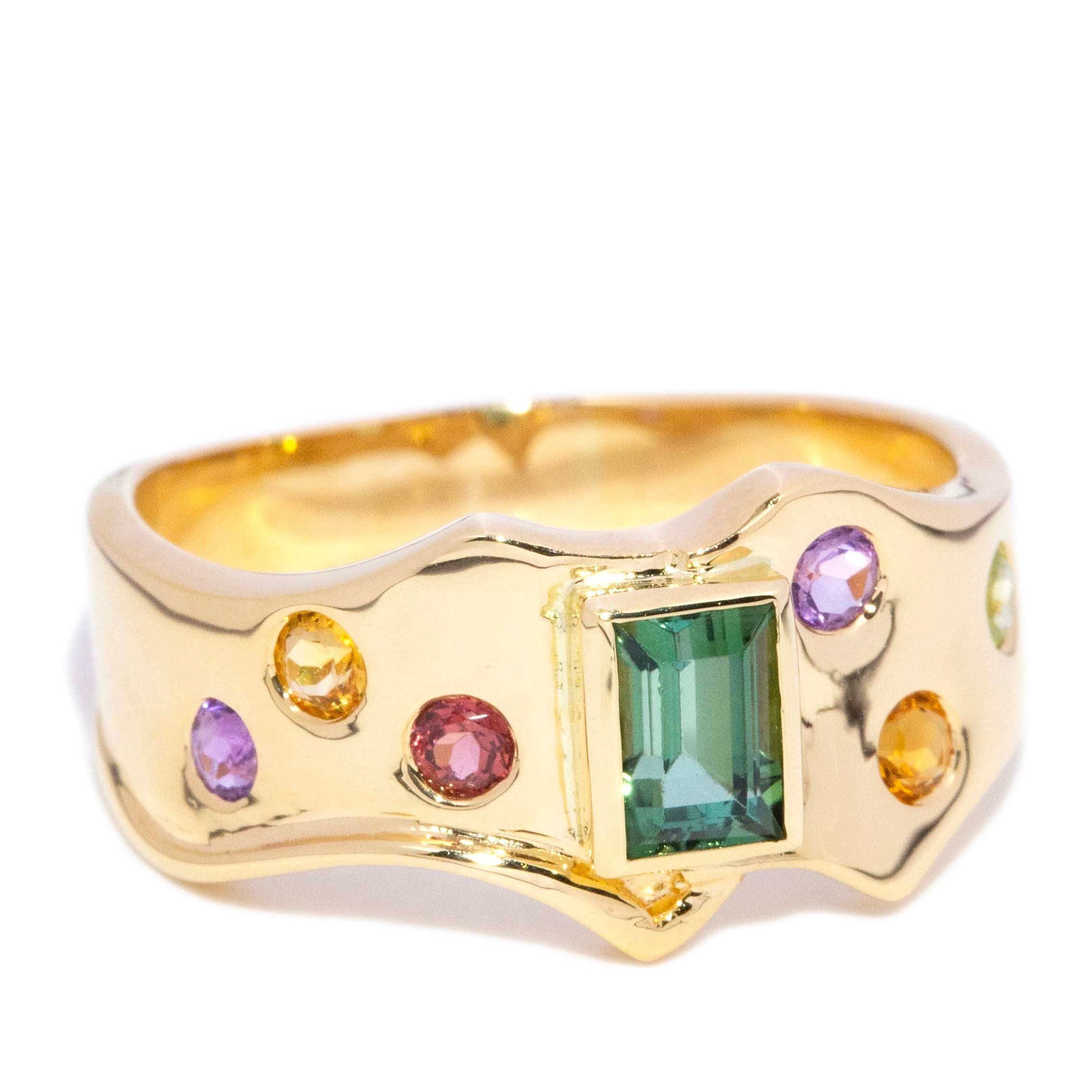 Hela Tourmaline & Candied Gemstone Band 18K Yellow Gold Rings Anthology Jewellers 
