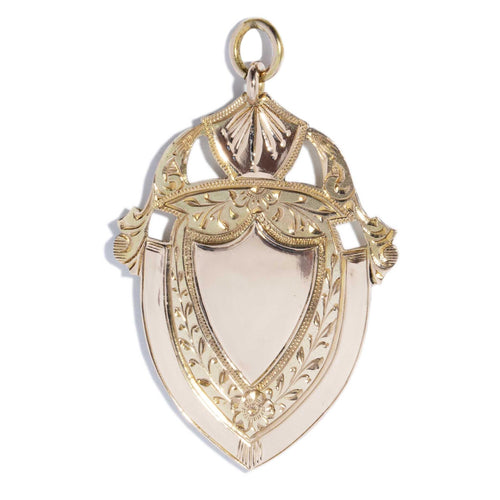 Hilden Antique 1920s Award Medallion Pendant 9K Yellow Gold