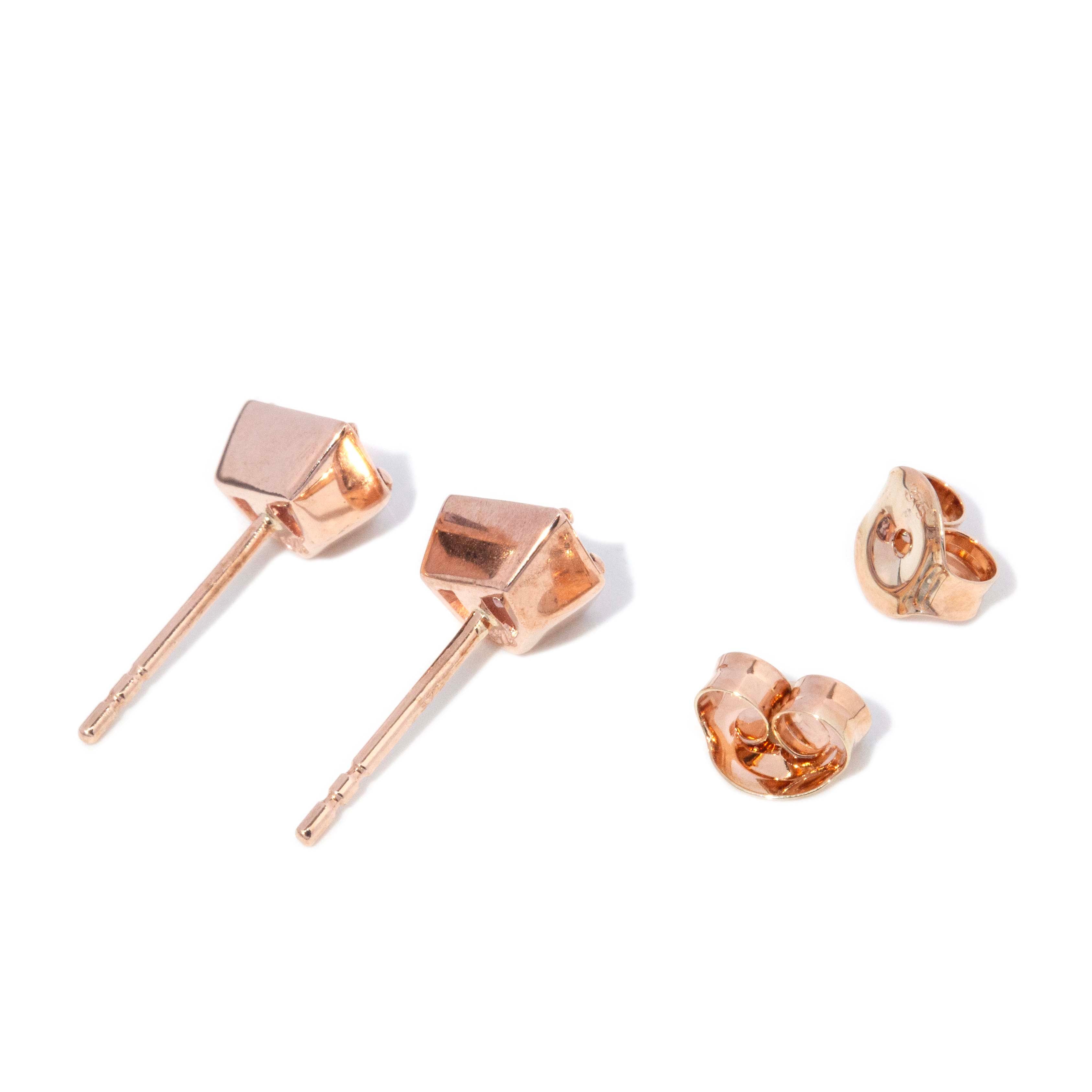 Ida Contemporary Purplish Pink Cadillac Cut Spinel Stud Earrings 9ct Rose Gold Earrings Imperial Jewellery 