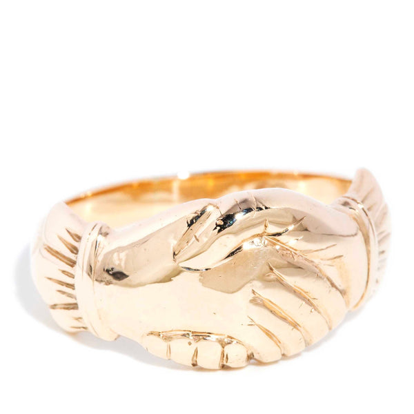 Idzi 1970s Fede Handshake Loyalty Ring 9K Rose Gold Rings Imperial Jewellery 