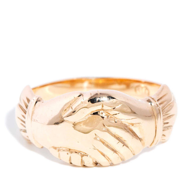 Idzi 1970s Fede Handshake Loyalty Ring 9K Rose Gold Rings Imperial Jewellery 