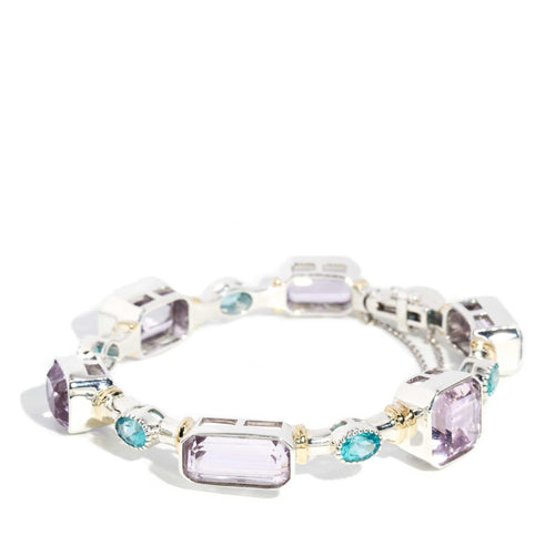 Inika Kunzite & Apatite Bangle Silver & 9K Yellow Gold