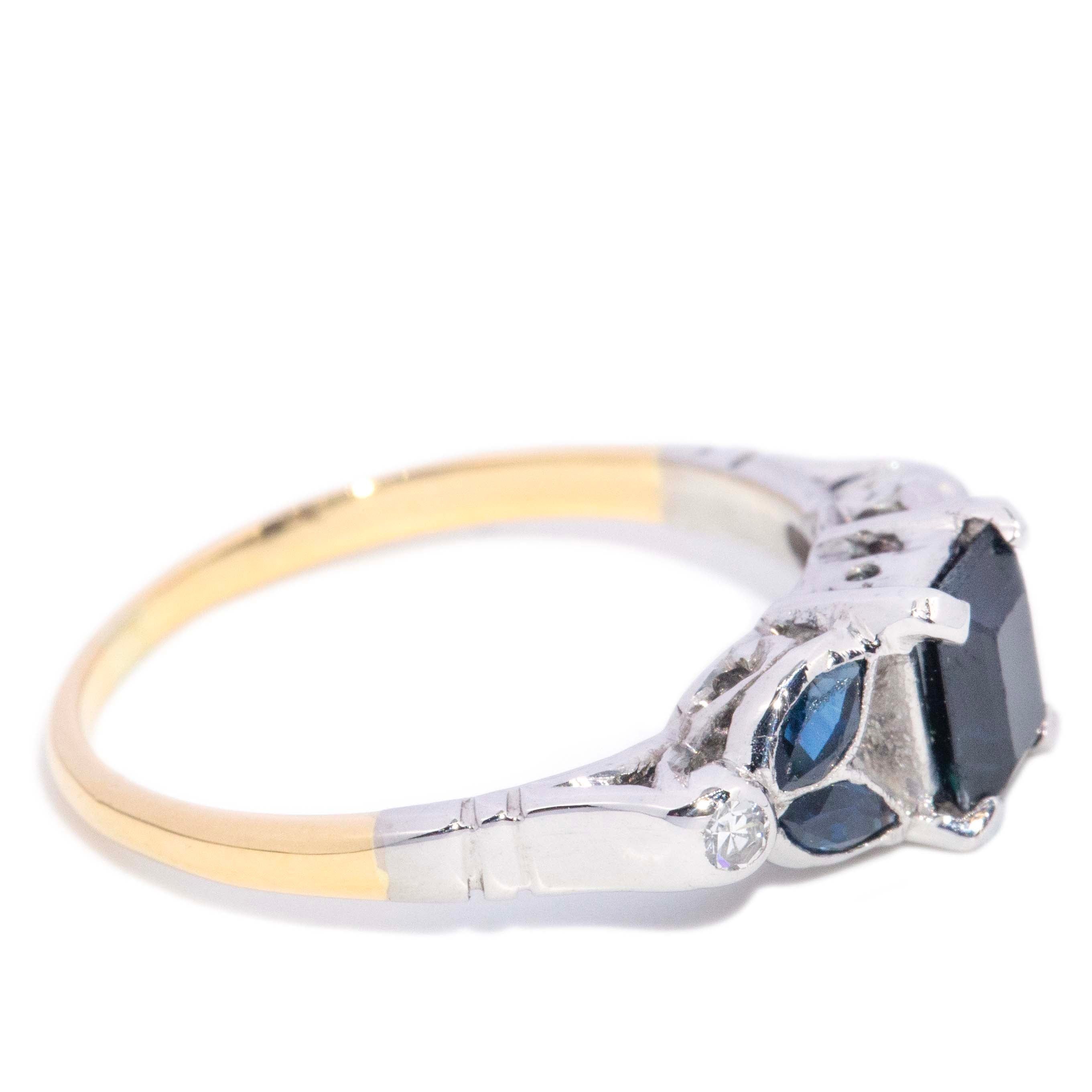 Izzie Sapphire & Diamond Foliate Ring 18K Two Tone Gold Rings Anthology Jewellers 