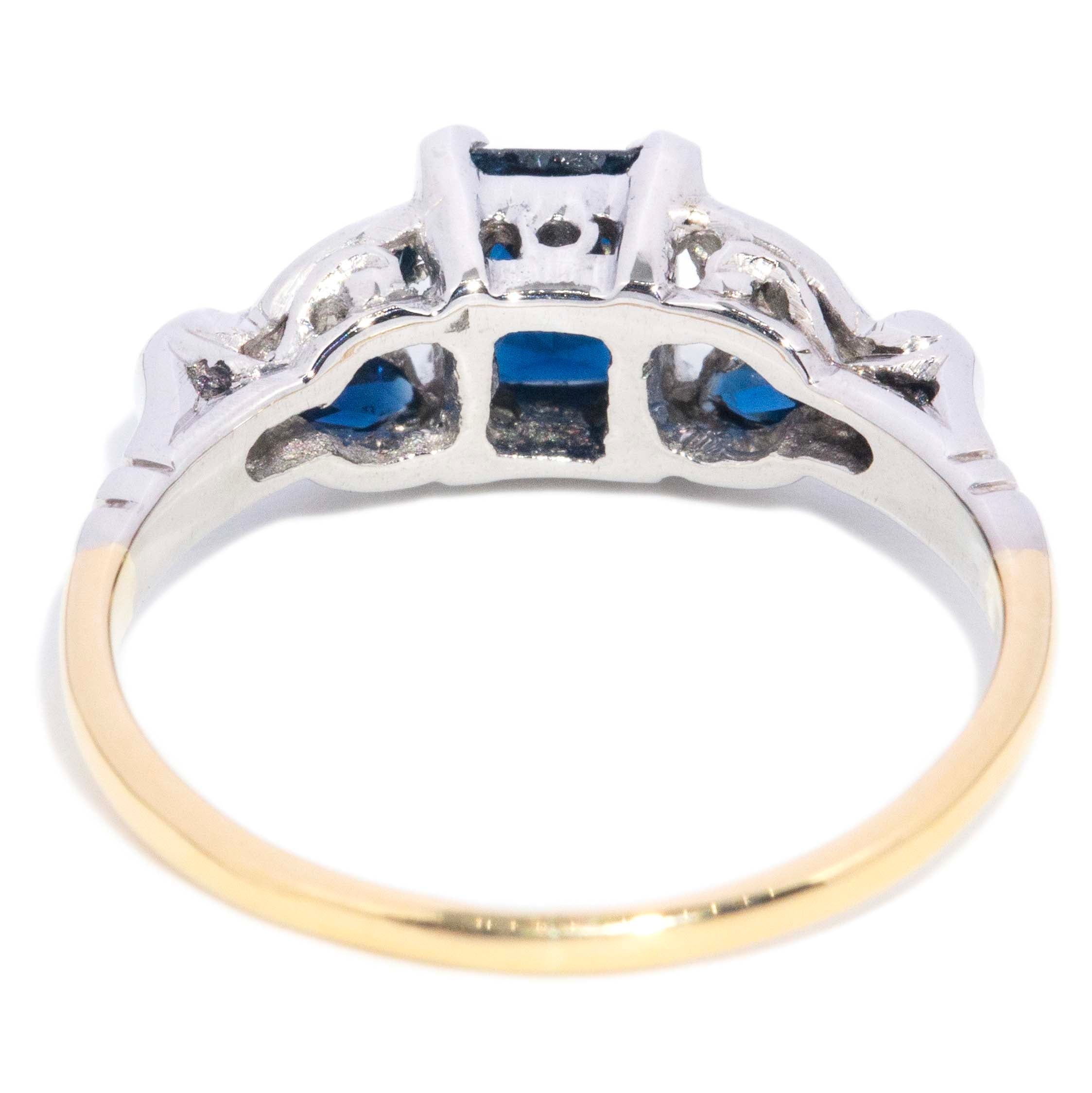 Izzie Sapphire & Diamond Foliate Ring 18K Two Tone Gold Rings Anthology Jewellers 