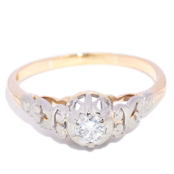 Jeannie Diamond Openwork Solitaire Ring 18K Two Tone Gold Rings Anthology Jewellers 