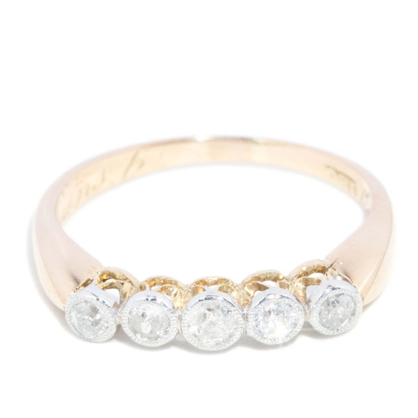 Antique Edwardian Diamond Five Stone Eternity Ring 18 Carat Gold