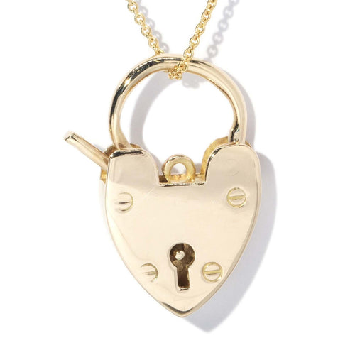 Joelle 1970s Heart Shaped Padlock Pendant 9K Yellow Gold