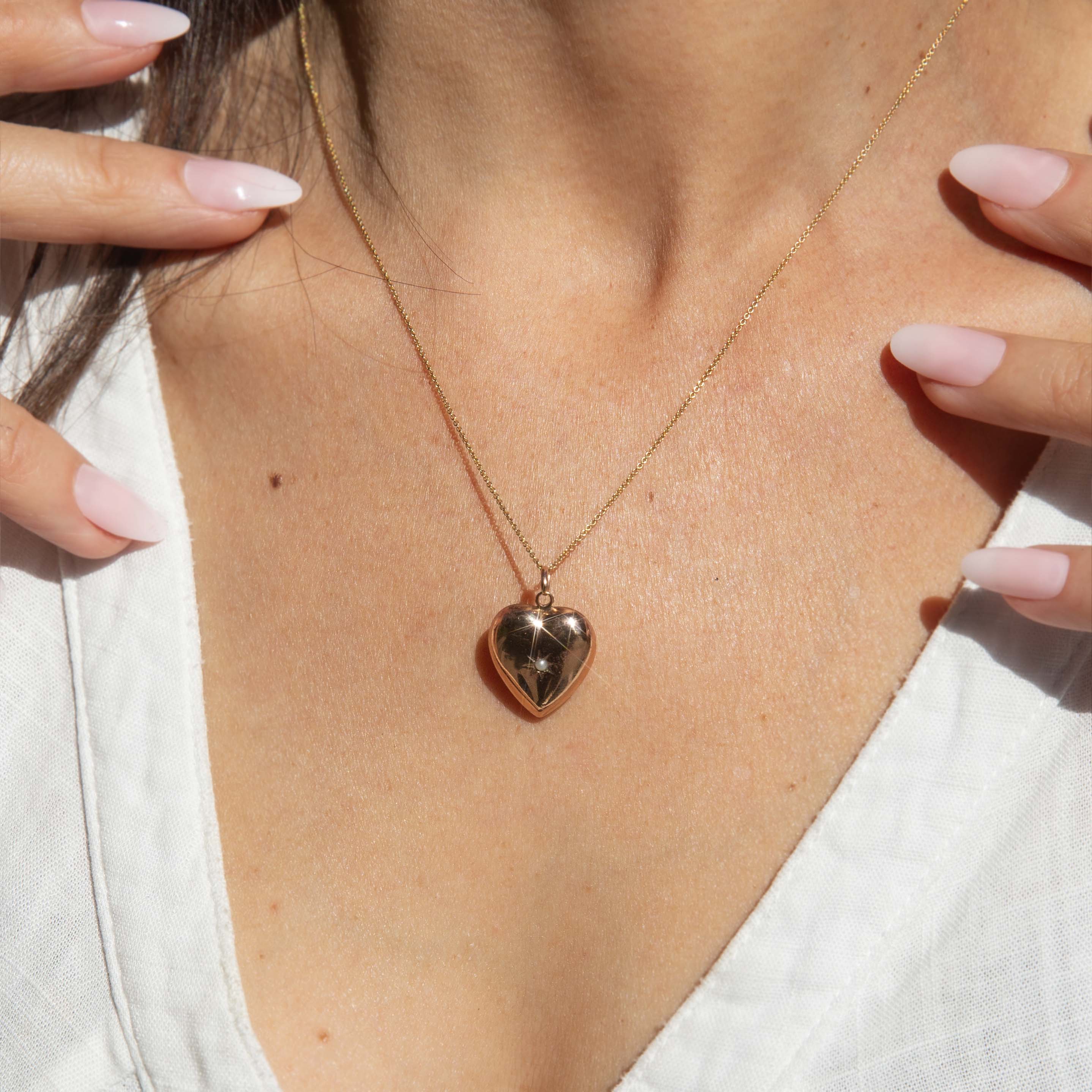 Joy Star Set Seed Pearl Bubble Heart Pendant 9K Rose Gold Charms & Pendants Imperial Jewellery 