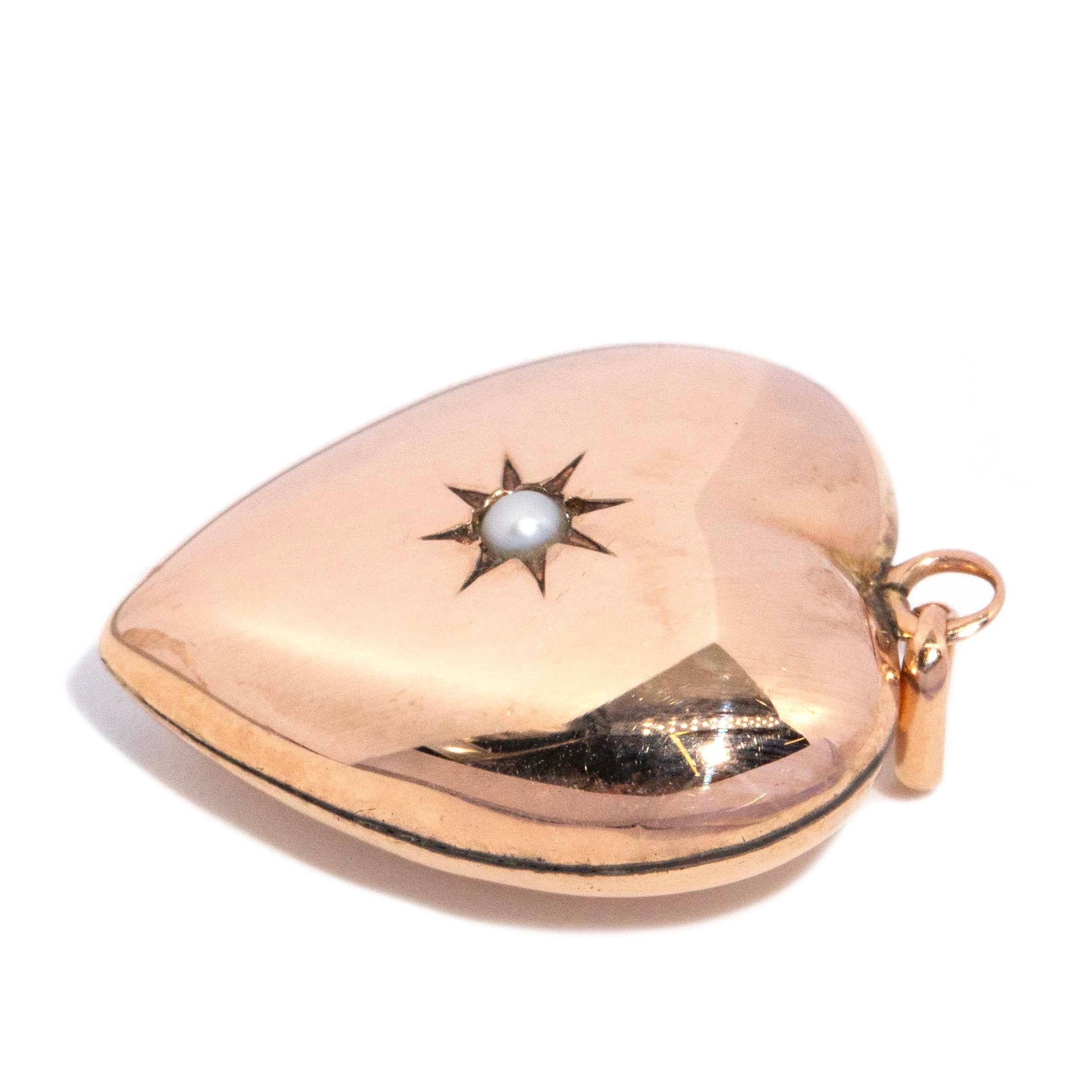 Joy Star Set Seed Pearl Bubble Heart Pendant 9K Rose Gold Charms & Pendants Imperial Jewellery 