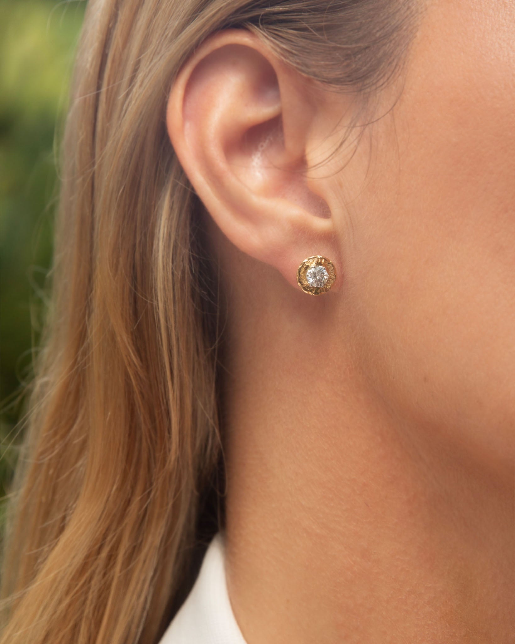 Julia Solitaire Diamond Disc Studs 18K Two Tone Gold Earrings Anthology Jewellers 
