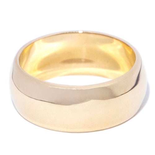 Julietta 1980s High Polish Wide Wedding Band 9K Yellow Gold