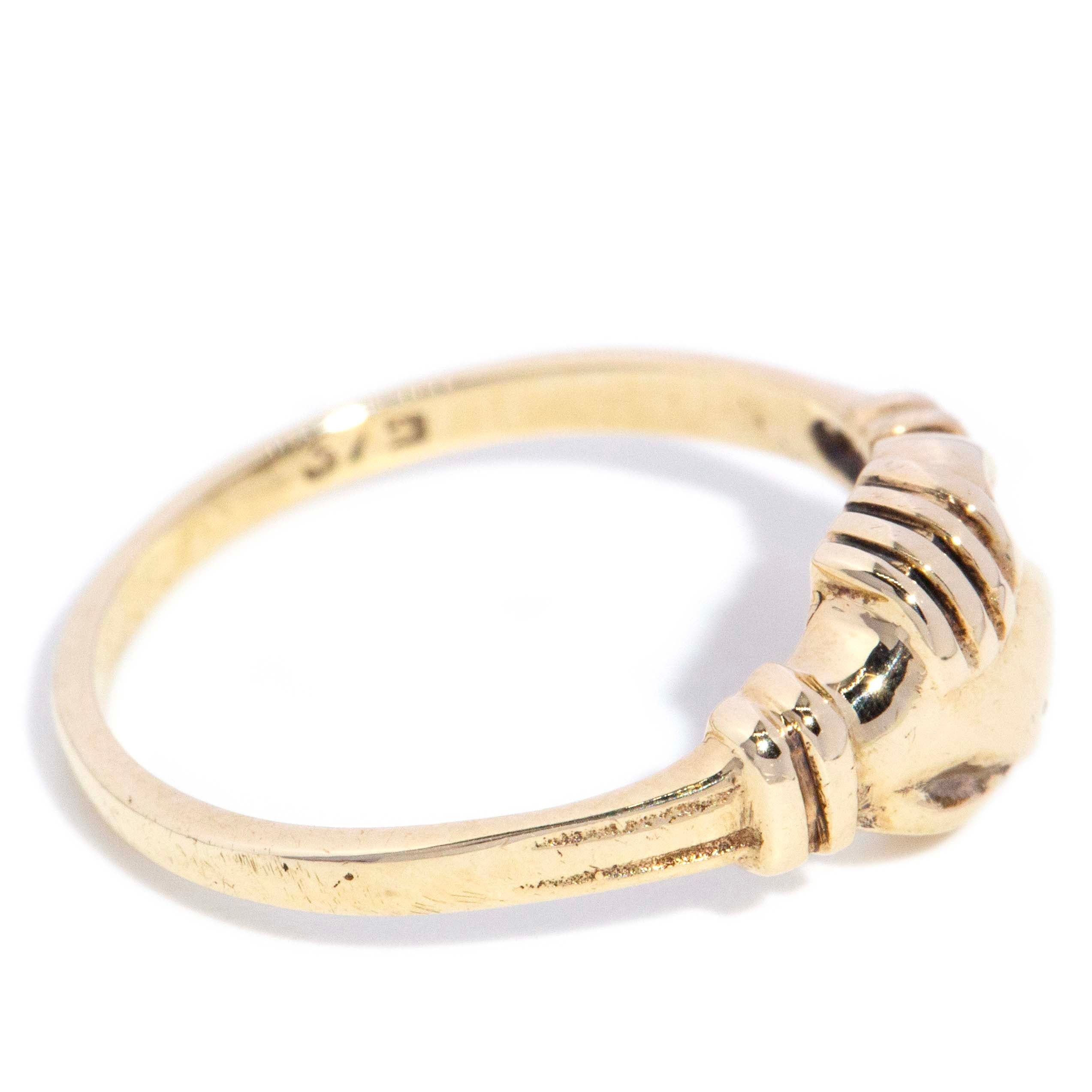 Kaira 1950s Fede Loyalty Ring 9ct Gold Rings Imperial Jewellery 