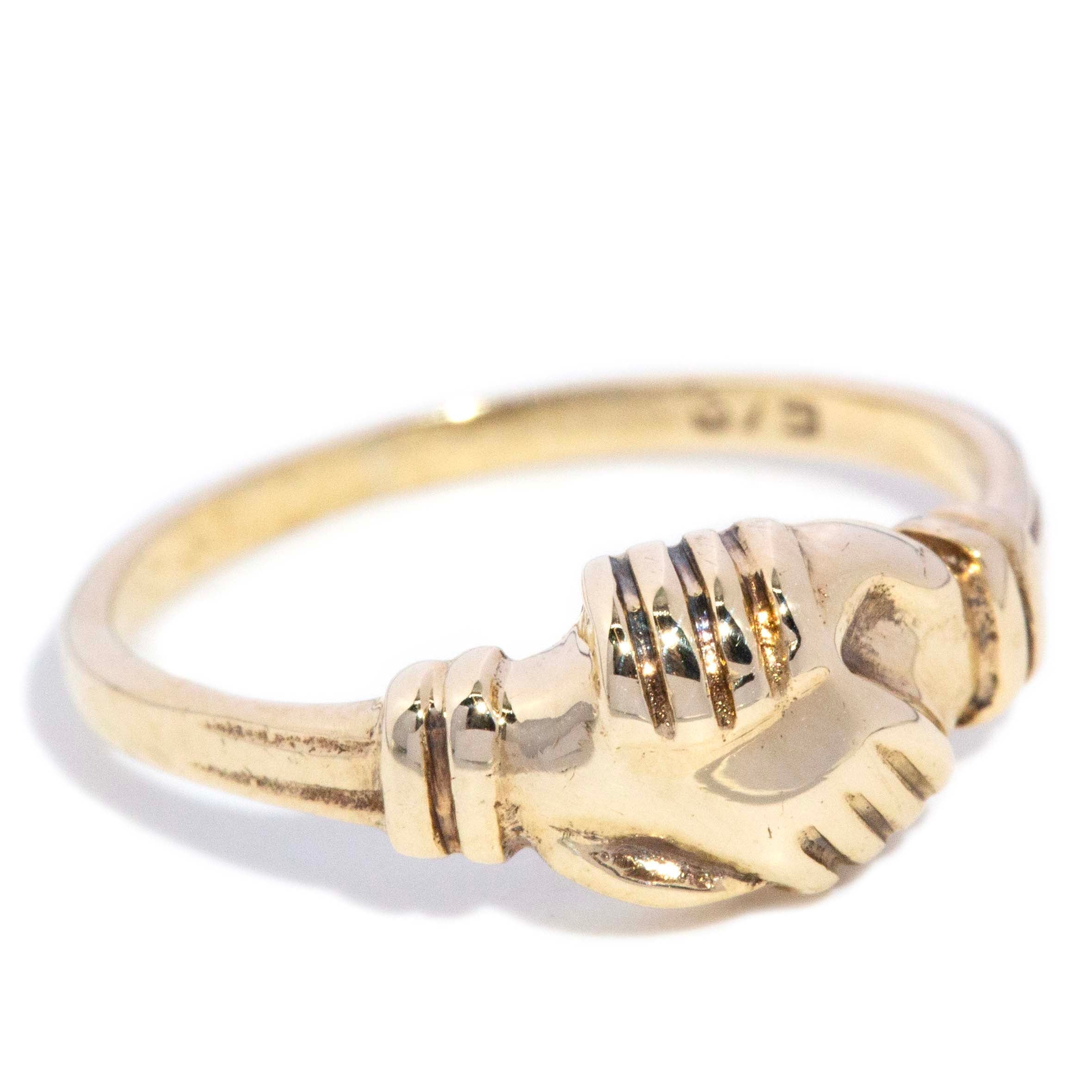 Kaira 1950s Fede Loyalty Ring 9ct Gold Rings Imperial Jewellery 