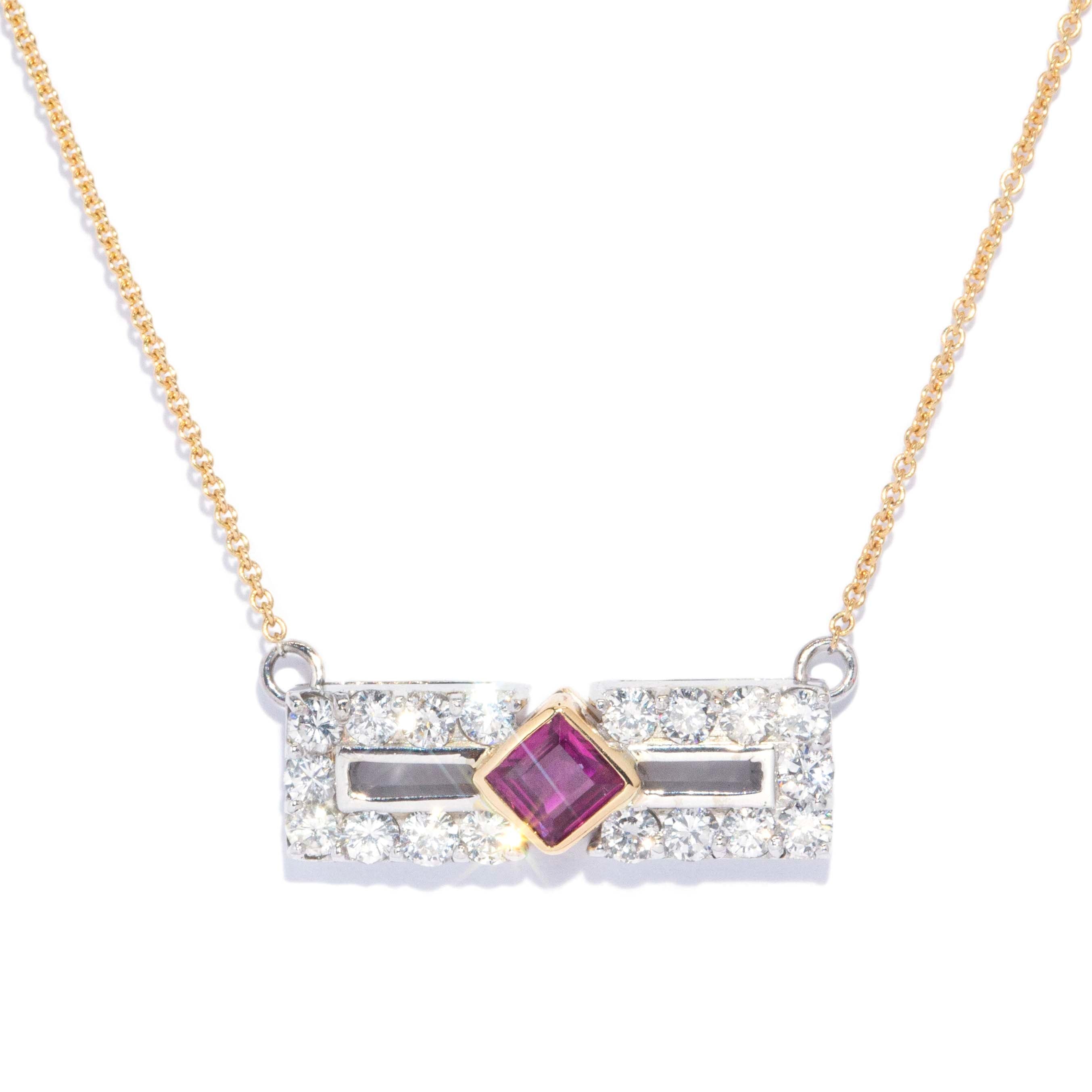 Karina Ruby & Diamond Necklet 18K Two Tone Gold Pendants/Necklaces Imperial Jewellery 