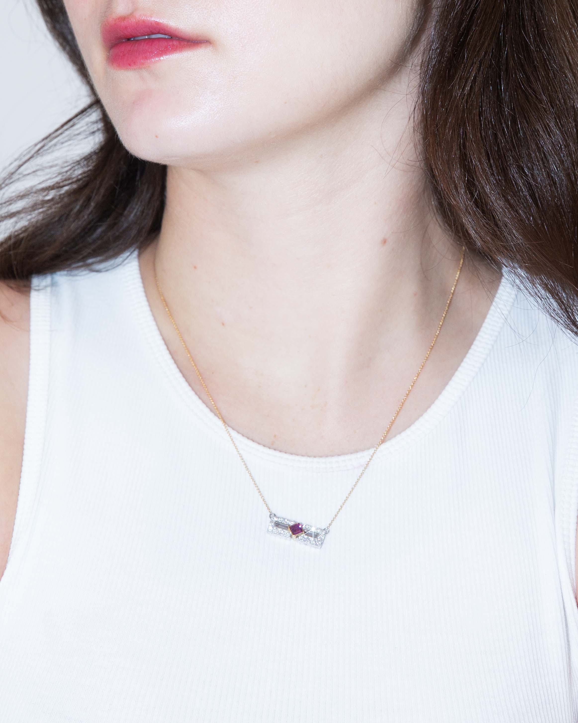 Karina Ruby & Diamond Necklet 18K Two Tone Gold Pendants/Necklaces Imperial Jewellery 