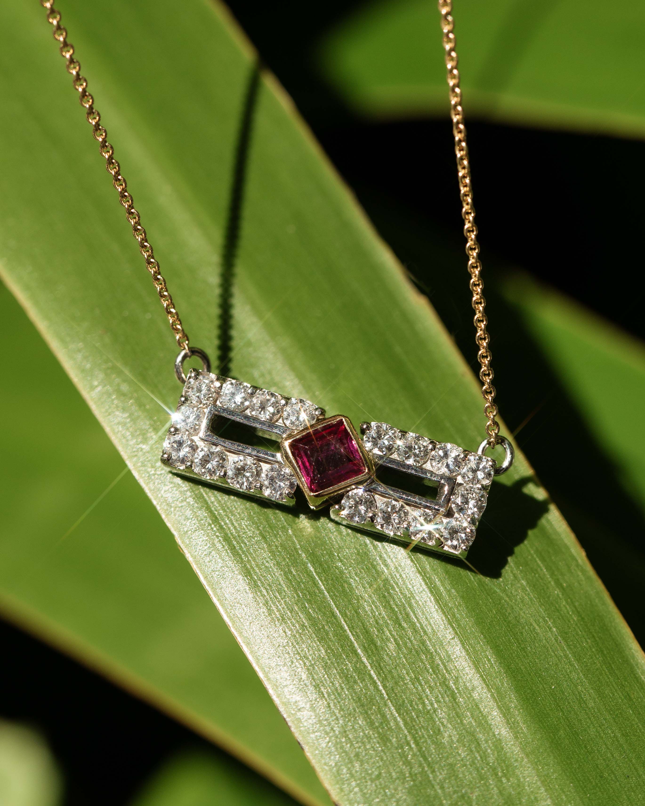 Karina Ruby & Diamond Necklet 18K Two Tone Gold Pendants/Necklaces Imperial Jewellery 