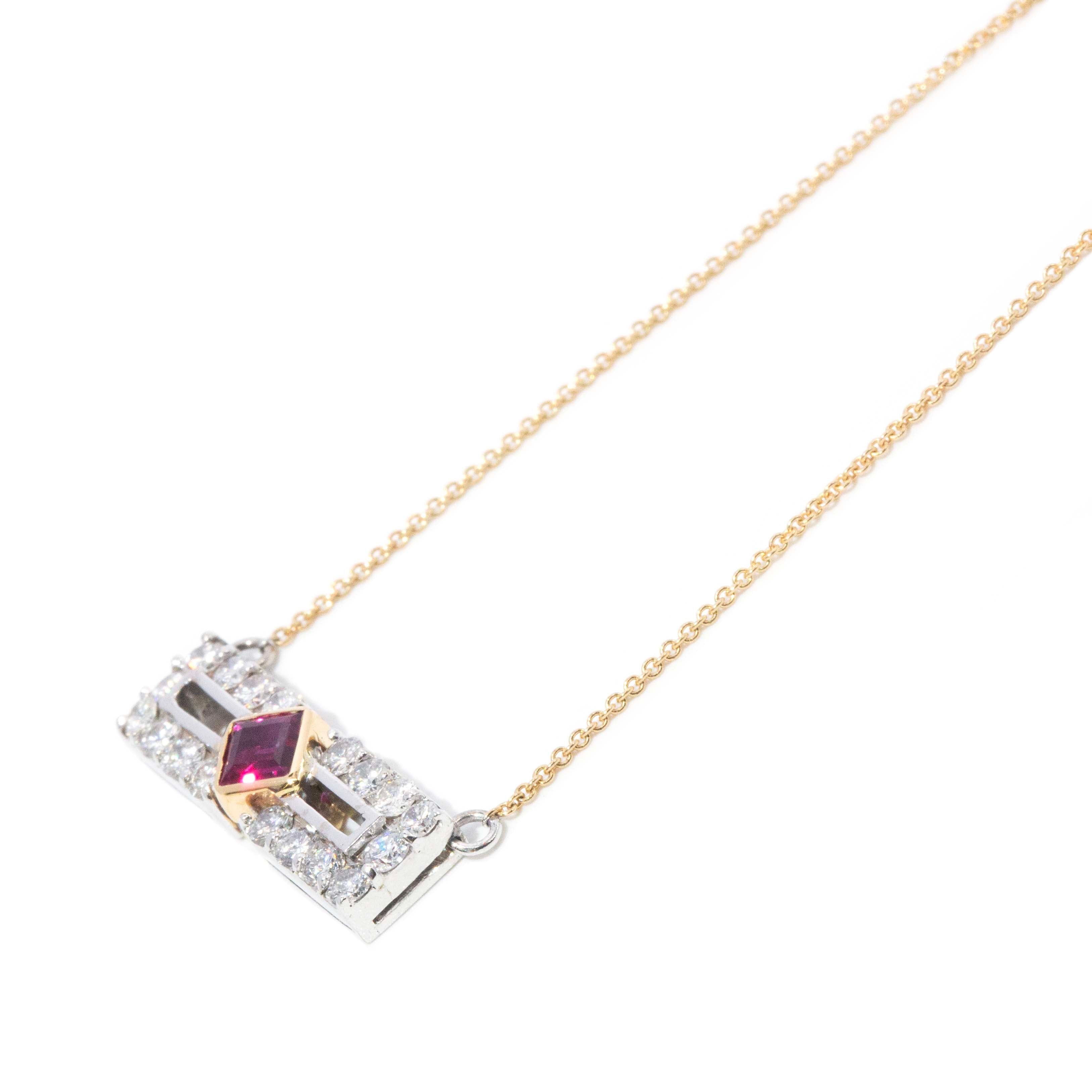 Karina Ruby & Diamond Necklet 18K Two Tone Gold Pendants/Necklaces Imperial Jewellery 
