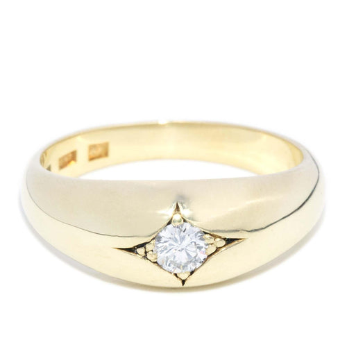 Karisma 1930s Star Set Diamond Domed Ring 14K Yellow Gold