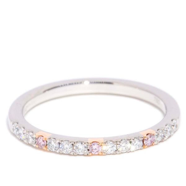 Kassia Pink & White Diamond Stacking Ring 18K Two Tone Gold