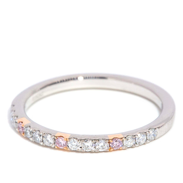 Kassia Pink & White Diamond Stacking Ring 18K Two Tone Gold