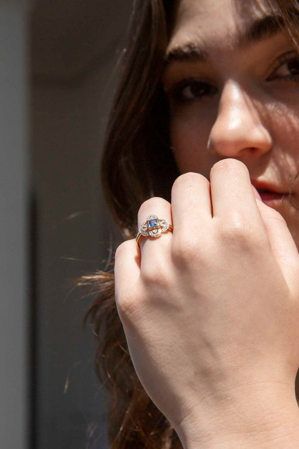 Katherine Blue Sapphire & Diamond Ring 9ct Gold Rings Imperial Jewellery 
