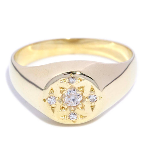 Katya Old Mine Cut Diamond Signet Ring 14K Yellow Gold