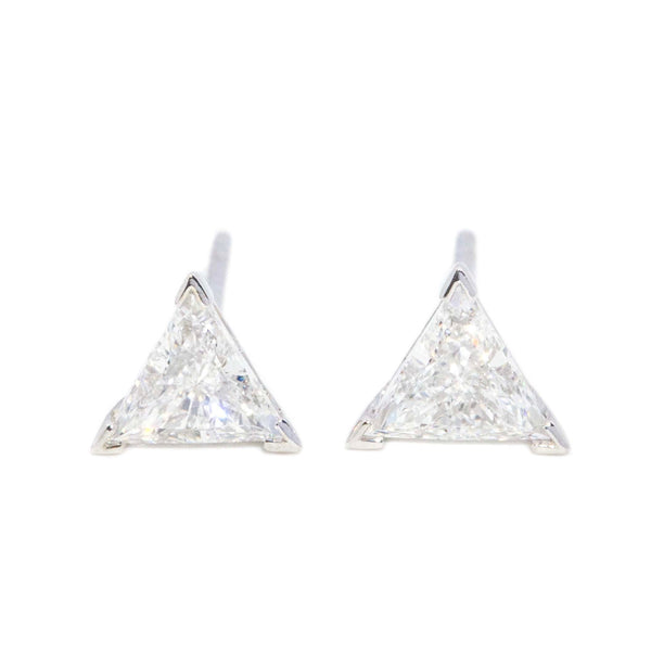 Kimberley Triangular Cut Diamond Stud Earrings 18ct White Gold Earrings Imperial Jewellery 