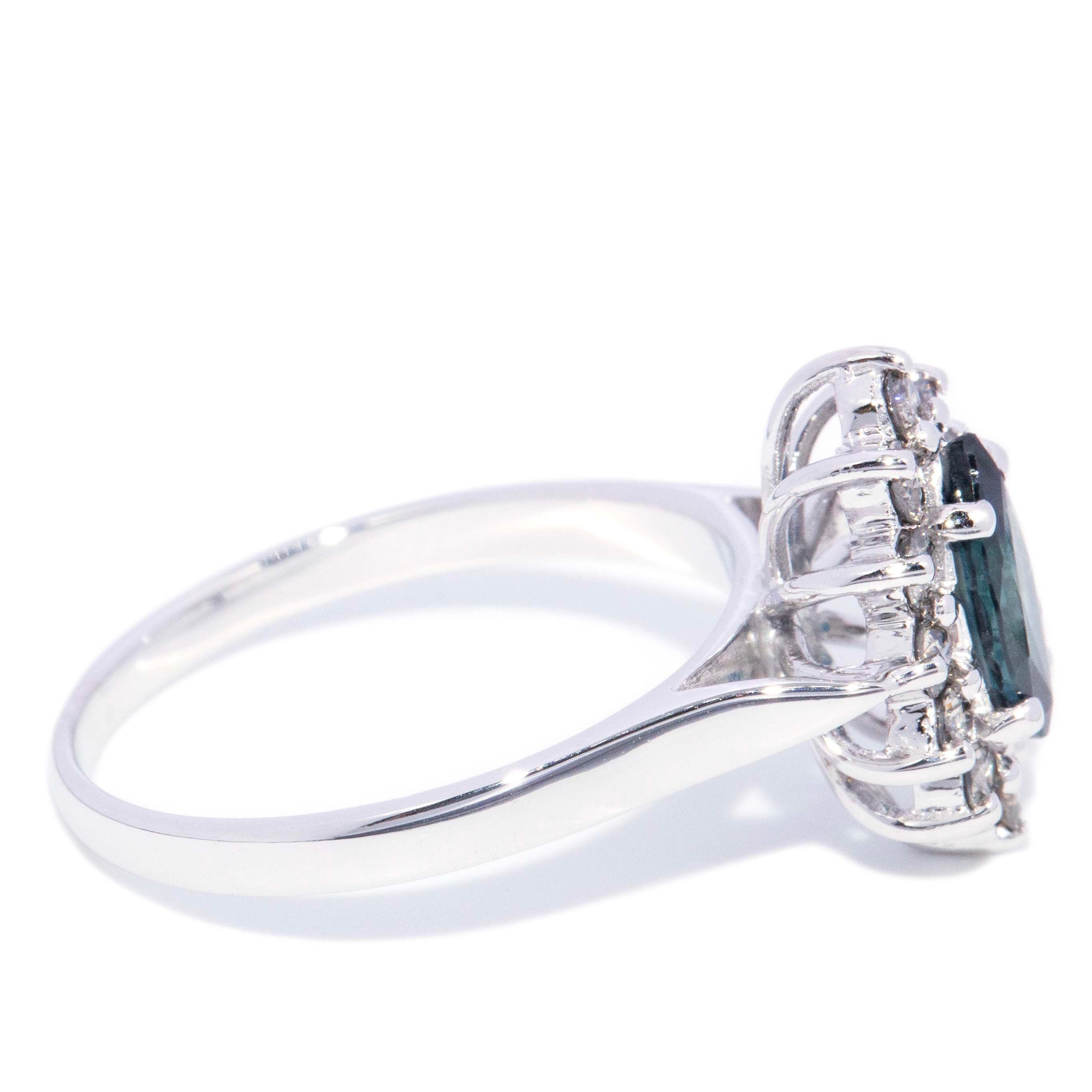 Kitty Blue Sapphire & Diamond Marquise Ring 9K White Gold Rings Anthology Jewellers 