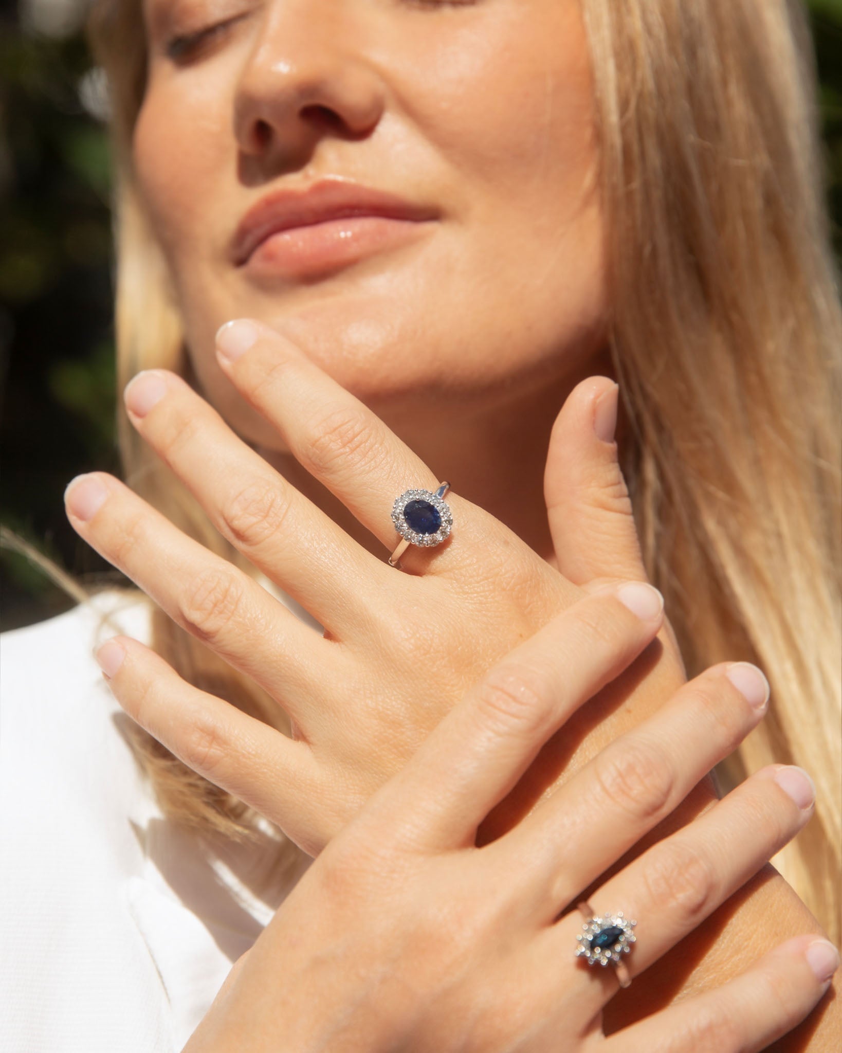 Kitty Blue Sapphire & Diamond Marquise Ring 9K White Gold Rings Anthology Jewellers 