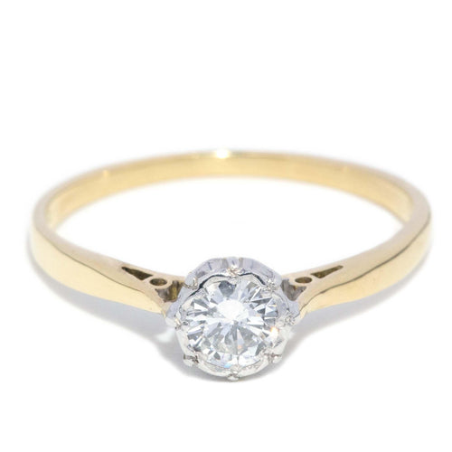 Ksenia 1950s Diamond Solitaire Ring 18K Two Tone Gold
