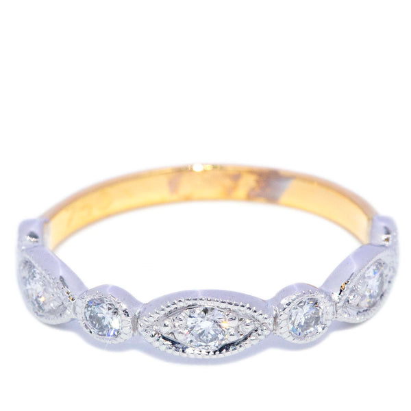 Leonie Diamond Milgrain Eternity Ring 18K Two Tone Gold