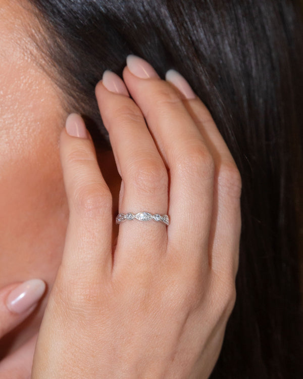 Leonie Diamond Milgrain Eternity Ring 18K Two Tone Gold
