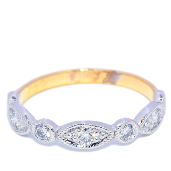 Leonie Diamond Milgrain Eternity Ring 18K Two Tone Gold Rings Anthology Jewellers 