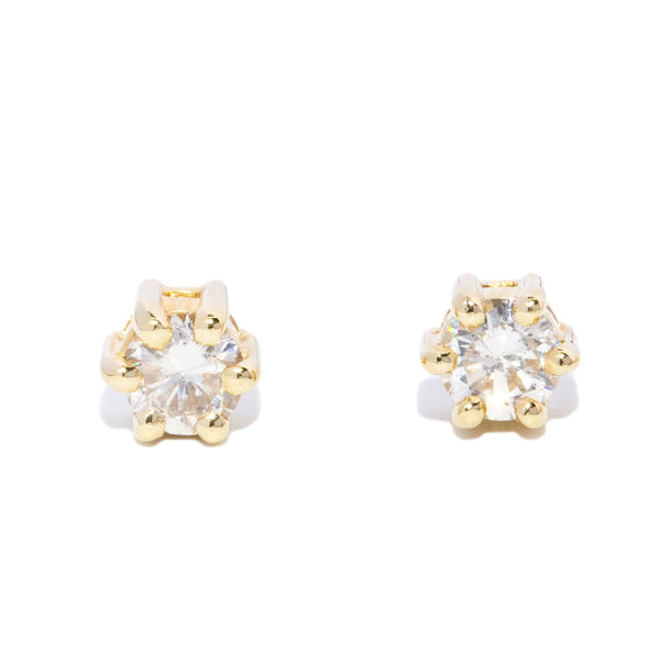 Lettie Diamond Solitaire Stud Earrings 9K Yellow Gold Earrings Anthology Jewellers 