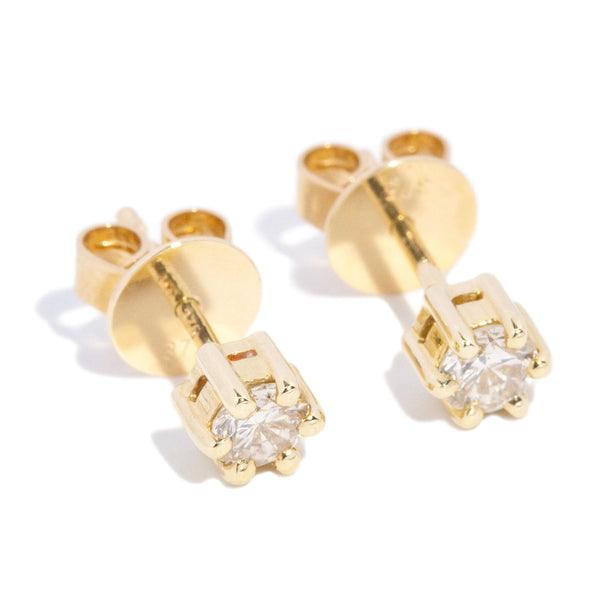 Lettie Diamond Solitaire Stud Earrings 9K Yellow Gold Earrings Anthology Jewellers 