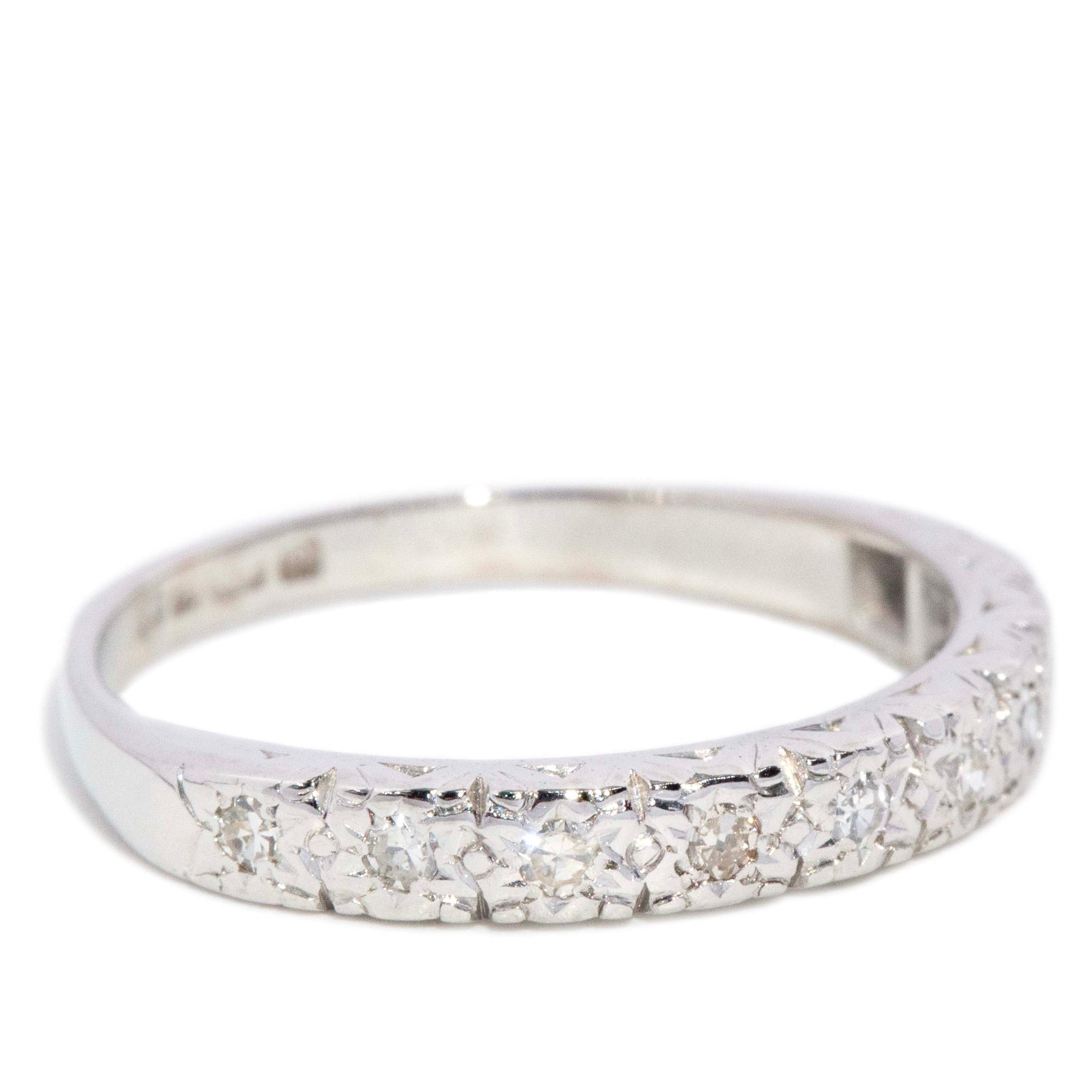 Lilibet Vintage Circa 1990s Star Set Diamond Eternity Band 18ct White Gold Rings Imperial Jewellery 