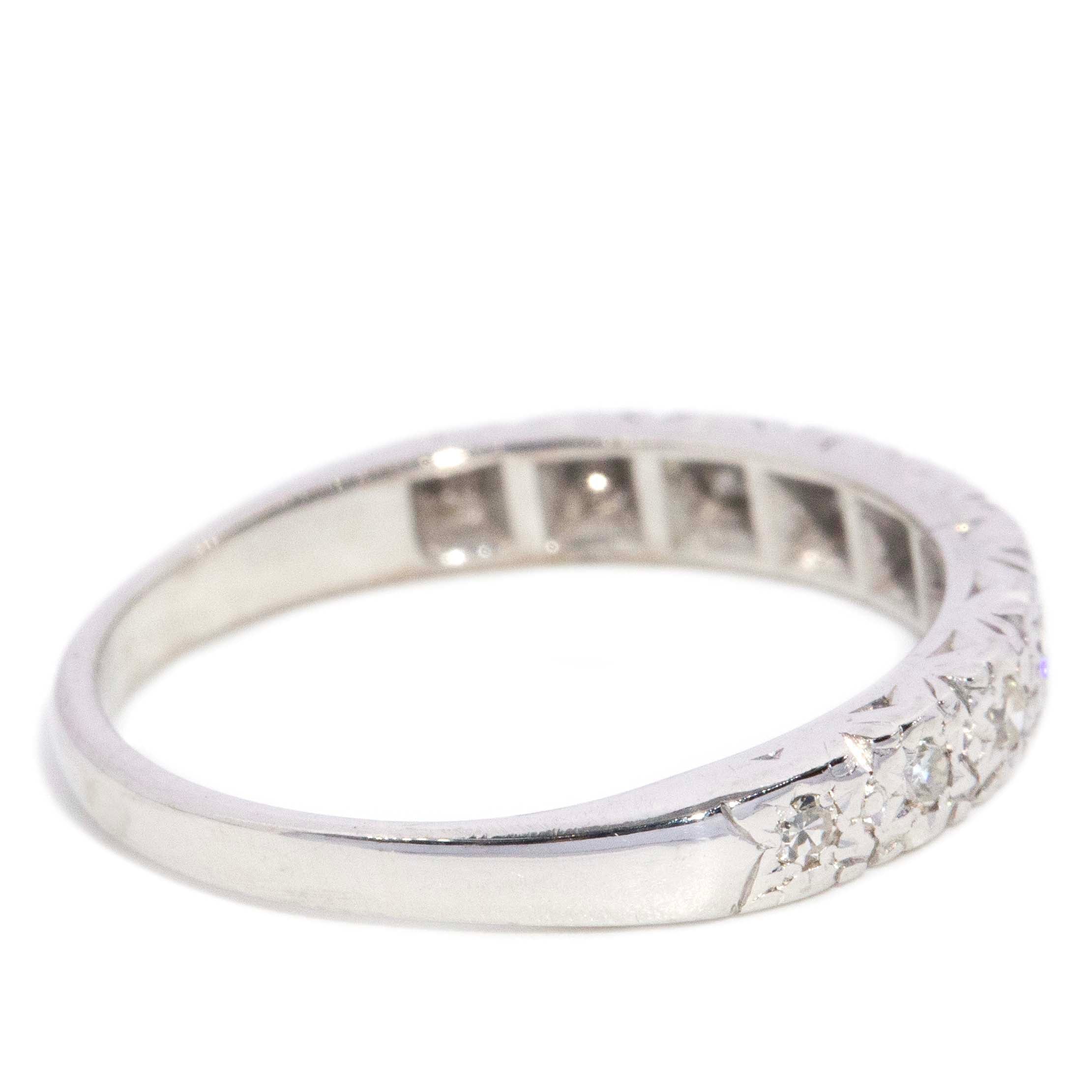 Lilibet Vintage Circa 1990s Star Set Diamond Eternity Band 18ct White Gold Rings Imperial Jewellery 