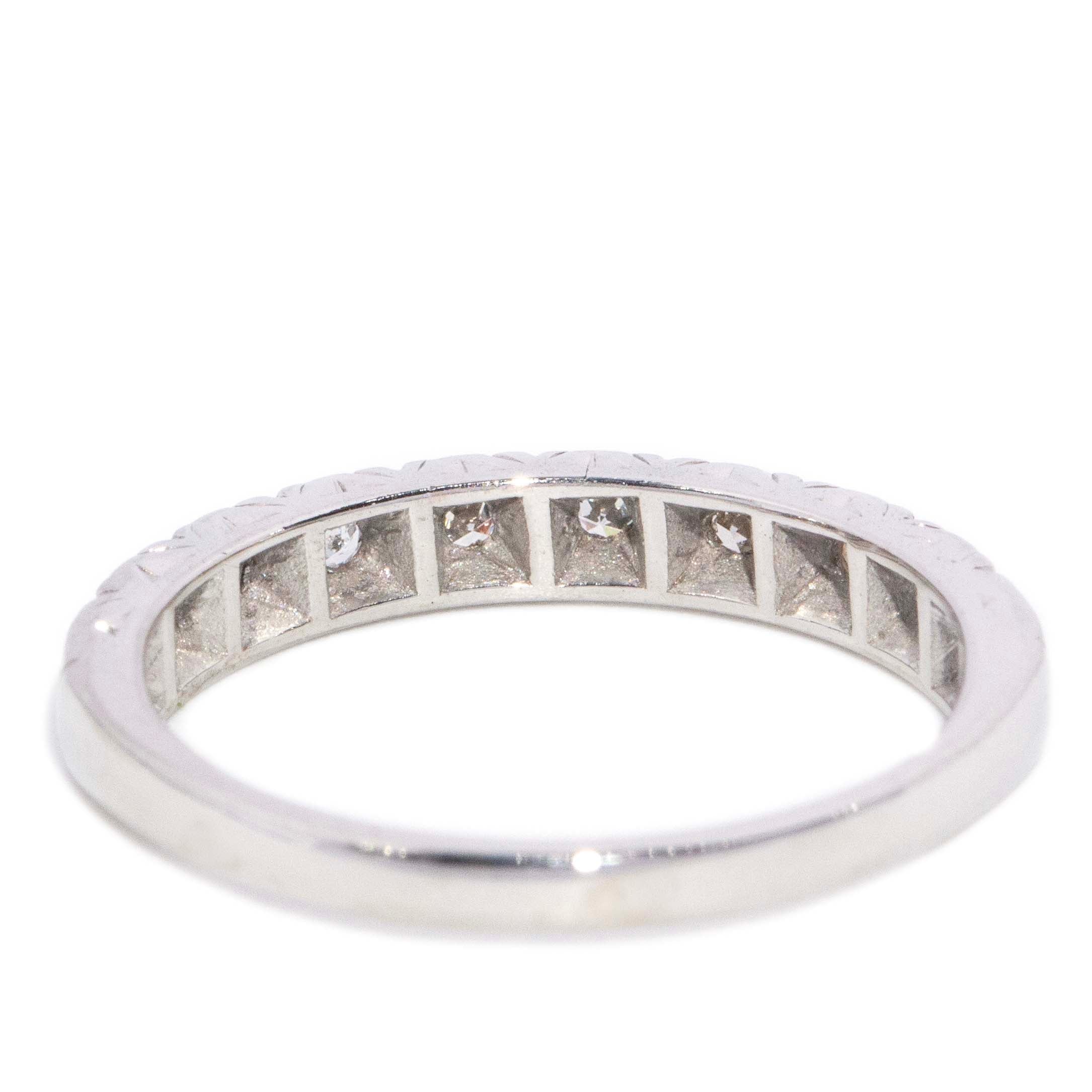 Lilibet Vintage Circa 1990s Star Set Diamond Eternity Band 18ct White Gold Rings Imperial Jewellery 