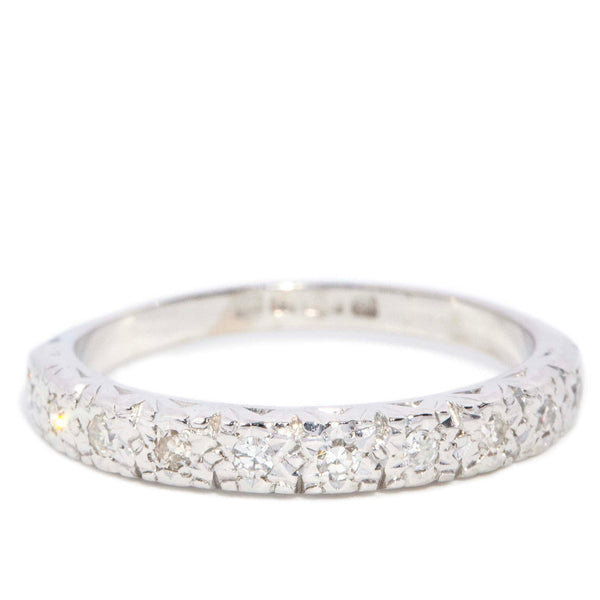 Lilibet Vintage Circa 1990s Star Set Diamond Eternity Band 18ct White Gold Rings Imperial Jewellery 