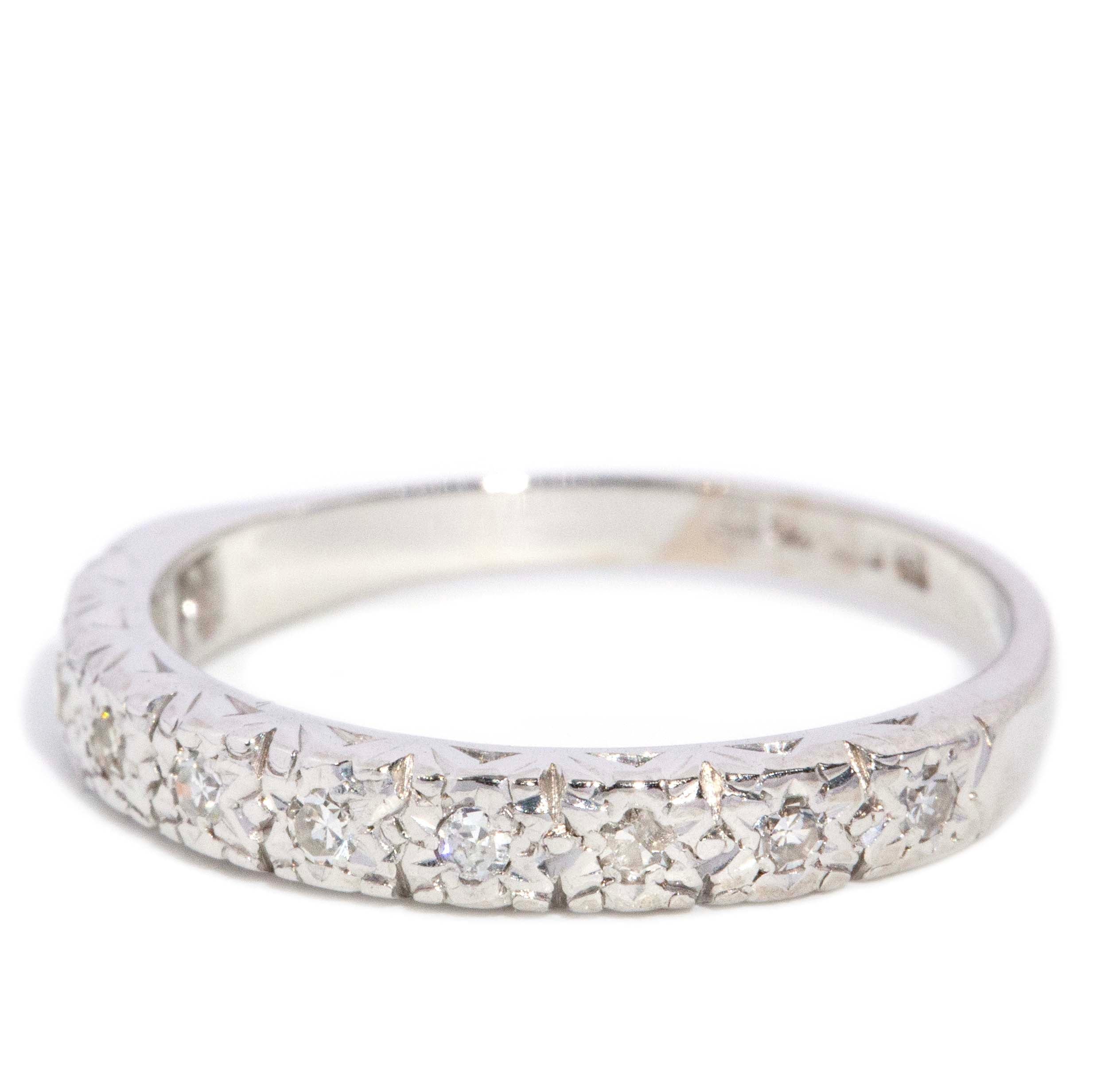 Lilibet Vintage Circa 1990s Star Set Diamond Eternity Band 18ct White Gold Rings Imperial Jewellery 