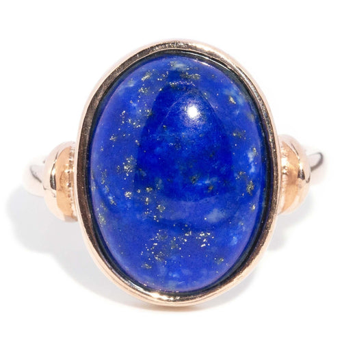 Lisandra 1970s Lapis Lazuli Cabochon Ring 9K Rose Gold