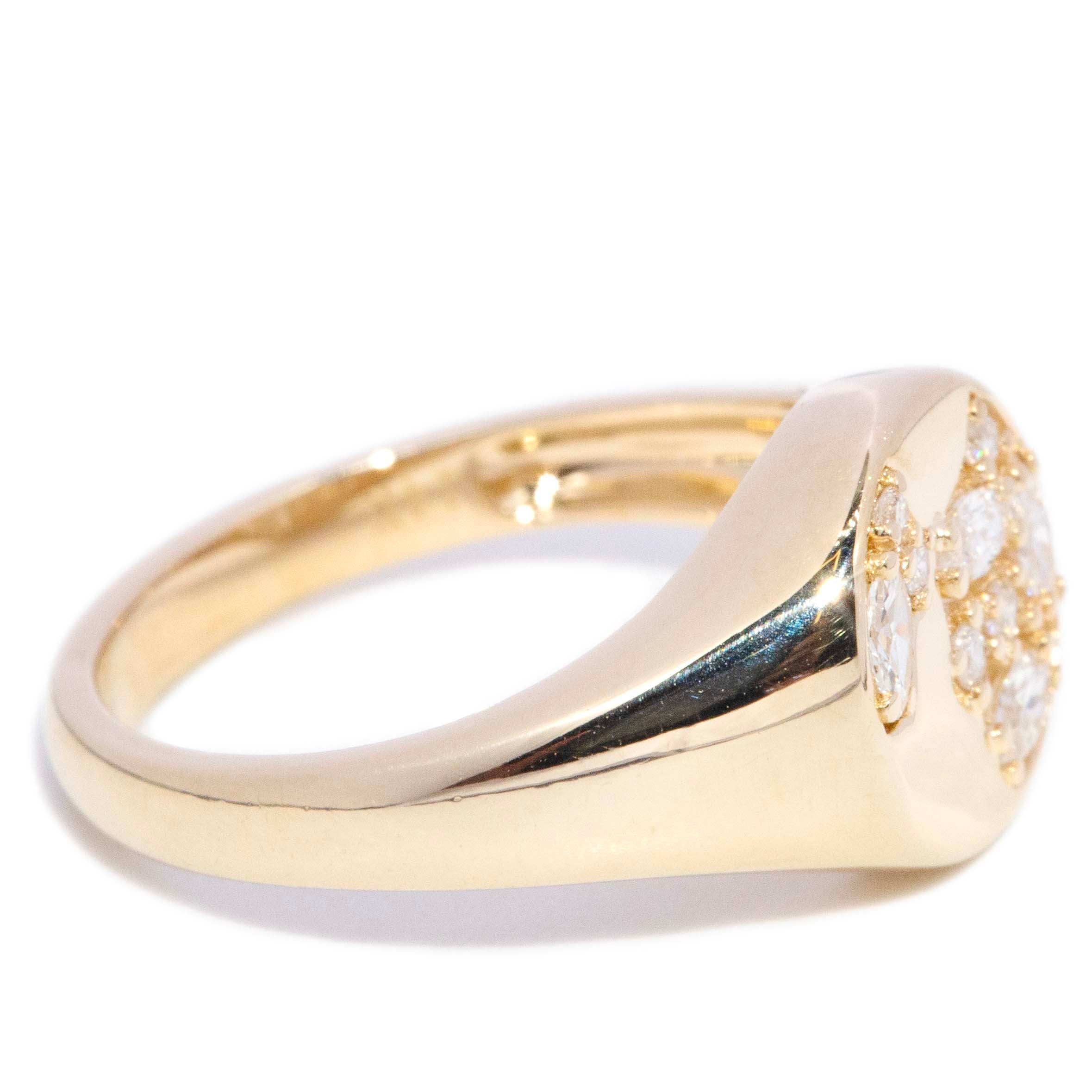 Lori Diamond Openwork Flared Signet Ring 14K Yellow Gold Rings Imperial Jewellery 