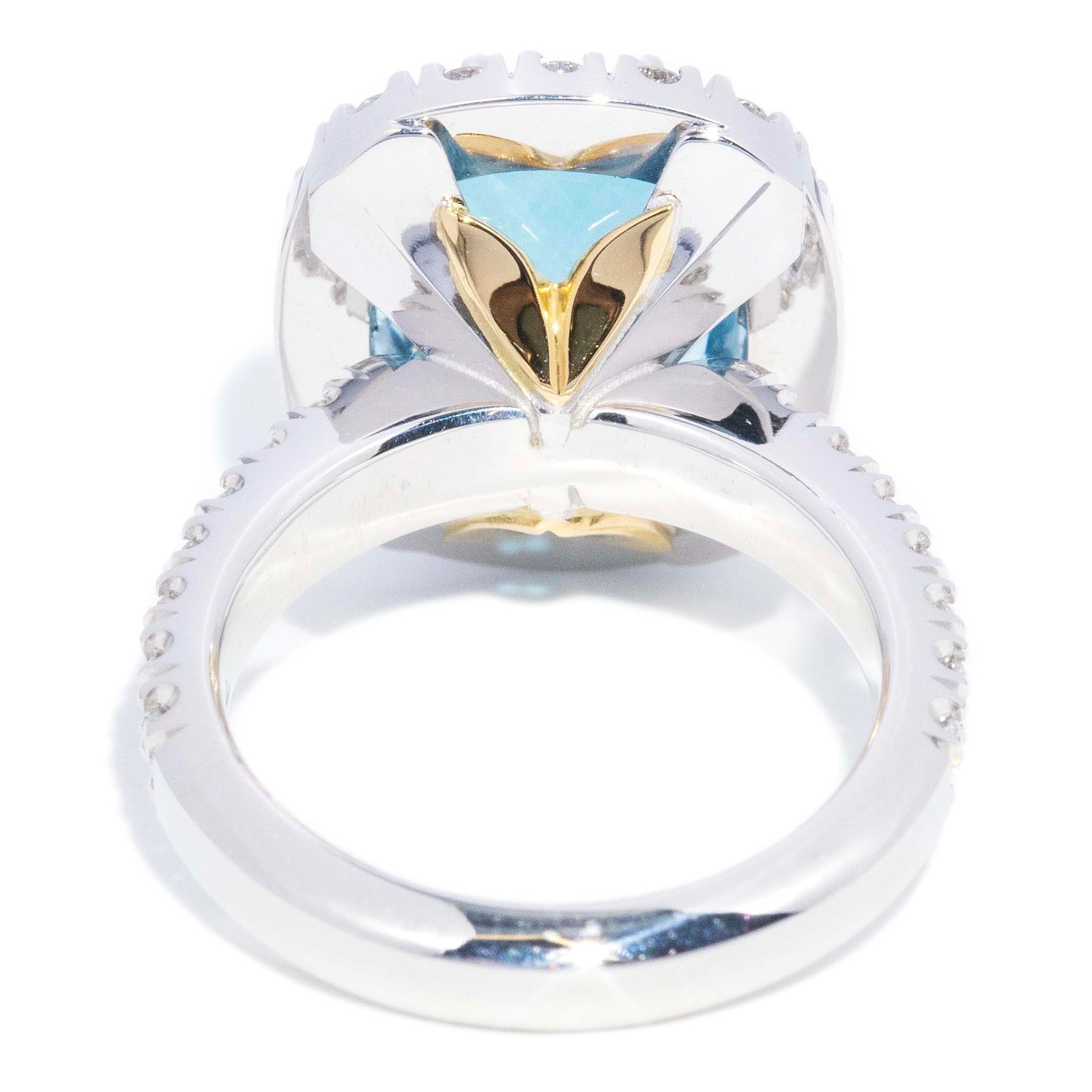 Lorna 5.55ct Aquamarine & Diamond Halo Ring 18K White Gold Rings Anthology Jewellers 